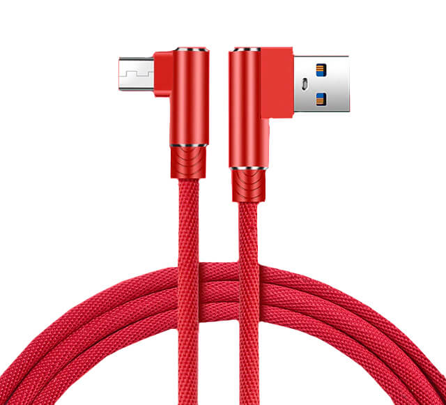 L-Shape 1m Fast Charge Micro USB Cable (Red)