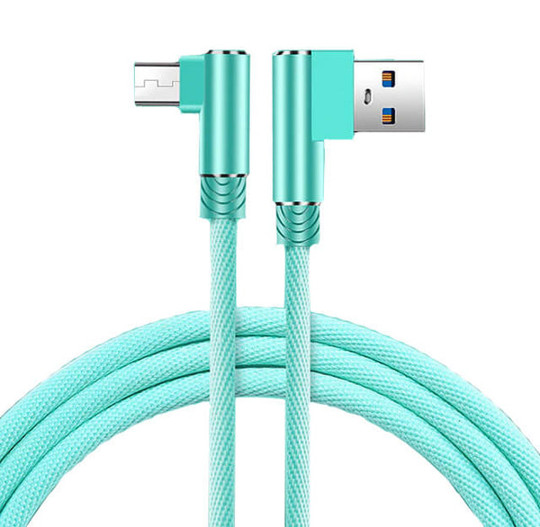 L-Shape 1m Fast Charge Micro USB Cable (Turquoise)