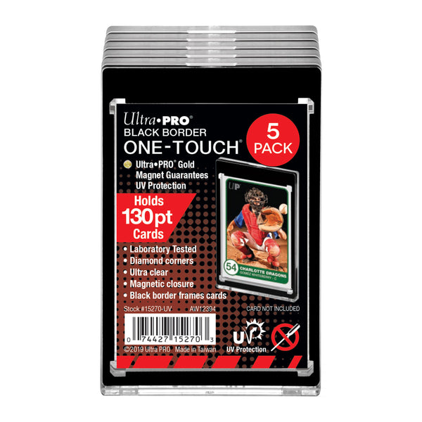 130PT Black Border UV One-Touch Magnetic Holder 5ct | Ultra Pro