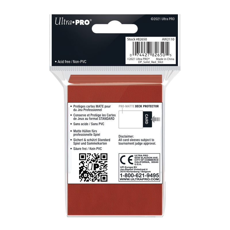 PRO-Matte Standard Deck Protector 50 (Red) | Ultra Pro