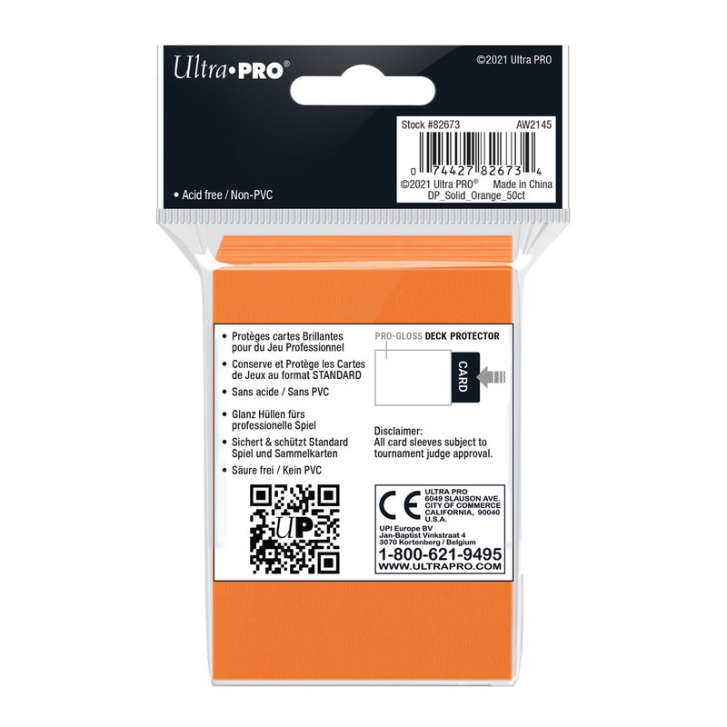 PRO-Gloss Standard Deck Protector 50 (Orange) | Ultra Pro