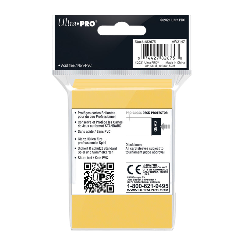 PRO-Gloss Standard Deck Protector 50 (Yellow) | Ultra Pro