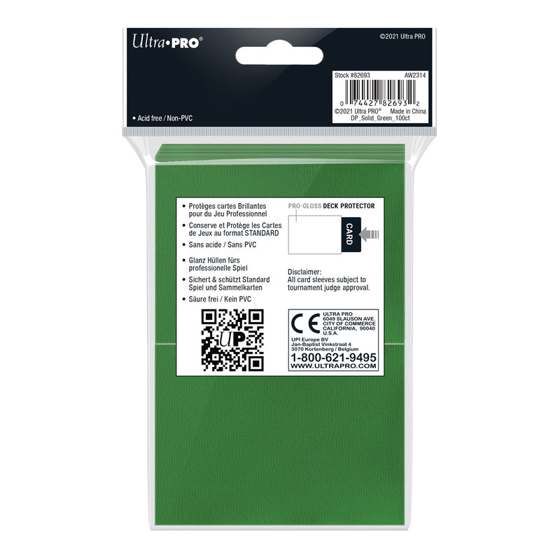 PRO-Gloss Standard Deck Protector 100 (Green) | Ultra Pro