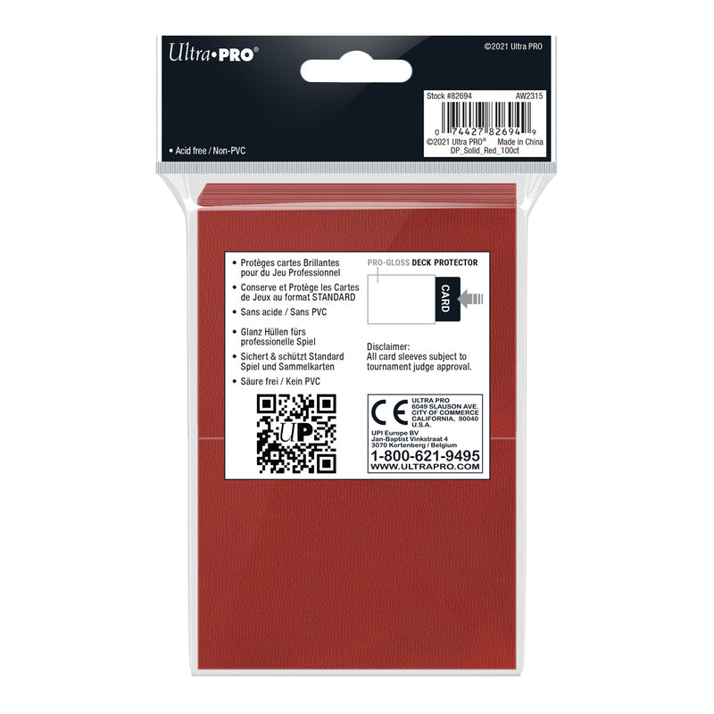 PRO-Gloss Standard Deck Protector 100 (Red) | Ultra Pro