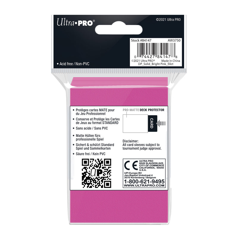 PRO-Matte Standard Deck Protector 50 (Bright Pink) | Ultra Pro