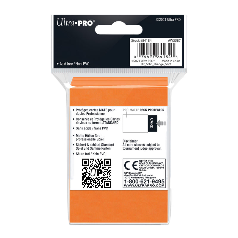 PRO-Matte Standard Deck Protector 50 (Orange) | Ultra Pro