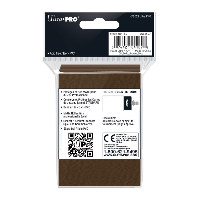 PRO-Matte Standard Deck Protector 50 (Brown) | Ultra Pro