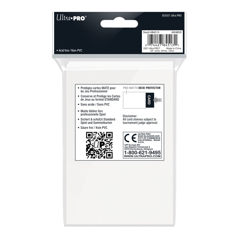 PRO-Matte Standard Deck Protector 100 (White) | Ultra Pro