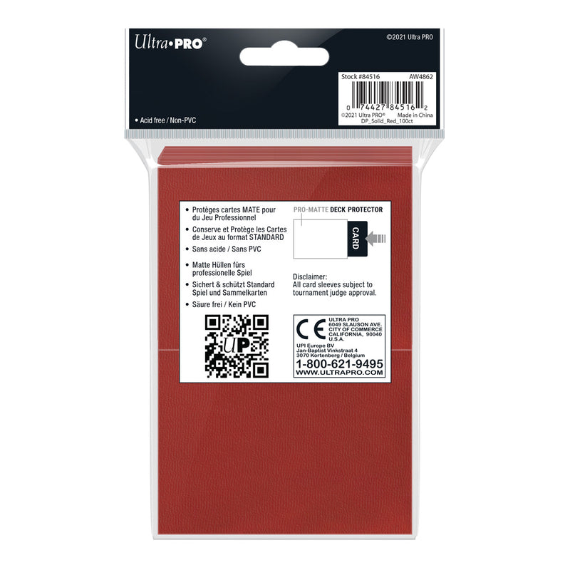 PRO-Matte Standard Deck Protector 100 (Red) | Ultra Pro