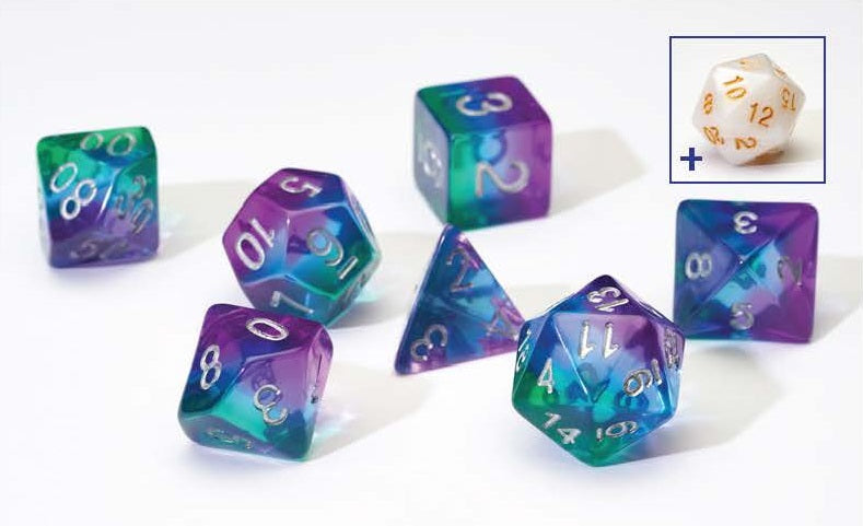 Aurora Blue Translucent Layered Resin Dice Set | Sirius Dice